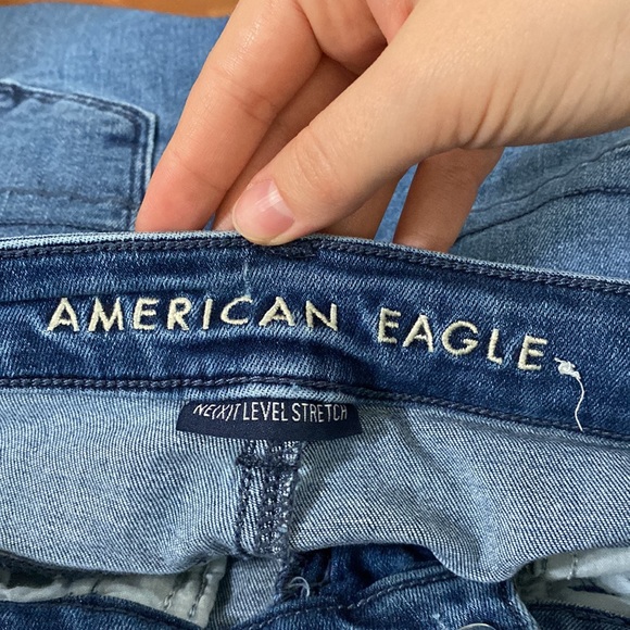 American Eagle distressed exposed zipper super hi-rise jegging crop jeans sz 4 - Picture 8 of 12